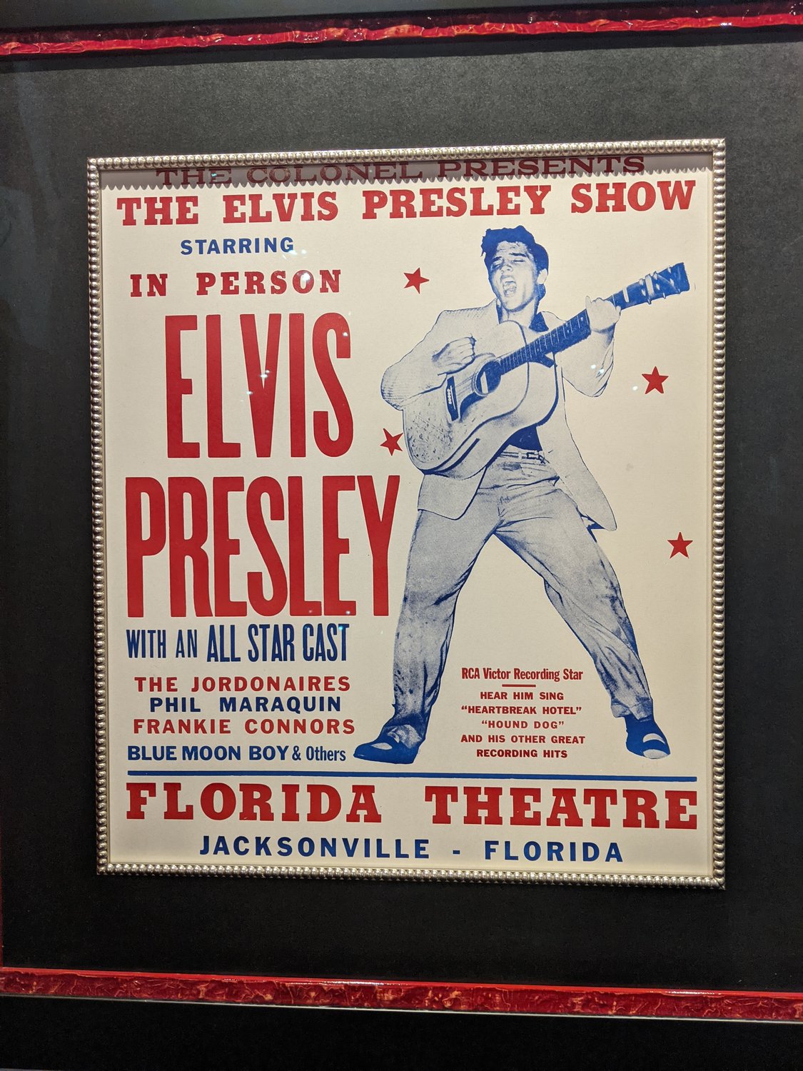 A poster from Elvis's appearance at the Florida Theatre.